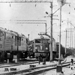 ТЭ3-6415 и ВЛ8-1404 на станции Красный Лиман, конец 60-х годов, История, Черно-белые, Вокзалы