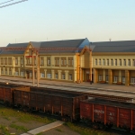 Красноармейск, Вид на вокзал с переходного моста, Современные, Любительские, С высоты