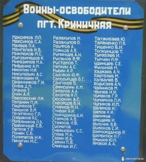 Мемориал воинам-освободителям поселка Криничная, Современные, Достопримечательности, Цветные